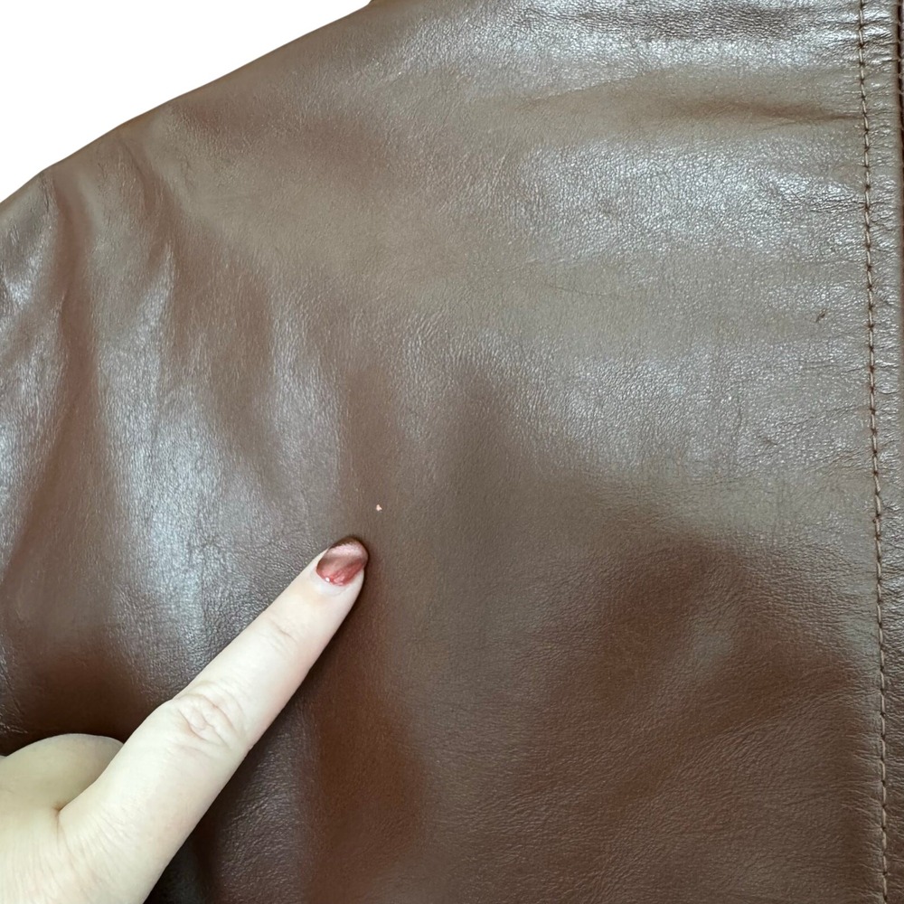 Reed Sportswear Leather Jacket Brown Vintage 1970s Faux Fur Lined Coat Retro Dad - Picture 8 of 15